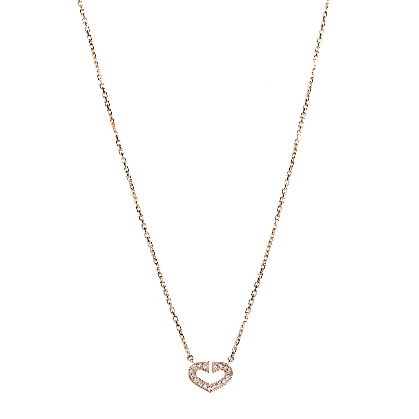 18K Pink Gold Diamond Hearts and Symbols Pave Necklace