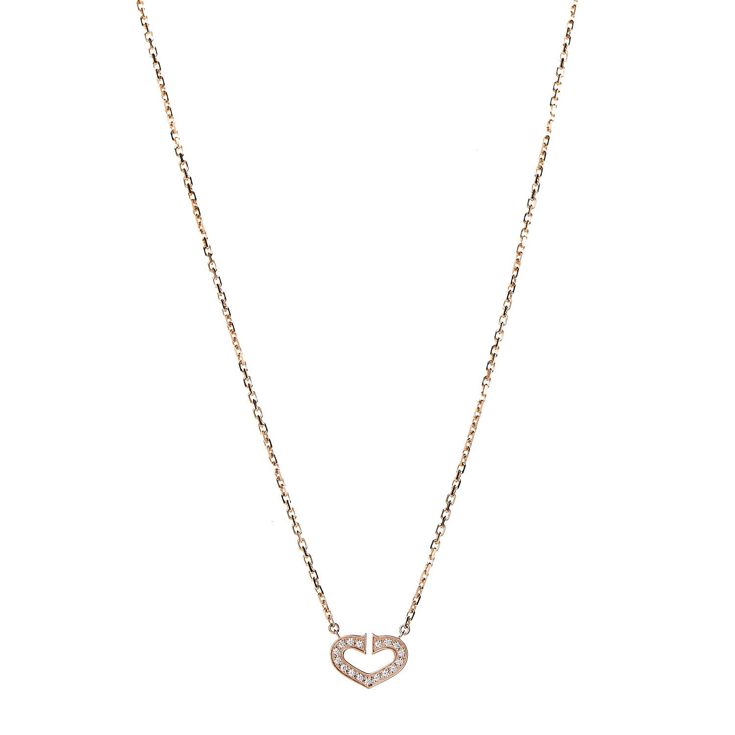 Cartier 18K Pink Gold Diamond Hearts and Symbols Pave Necklace 1 of 6