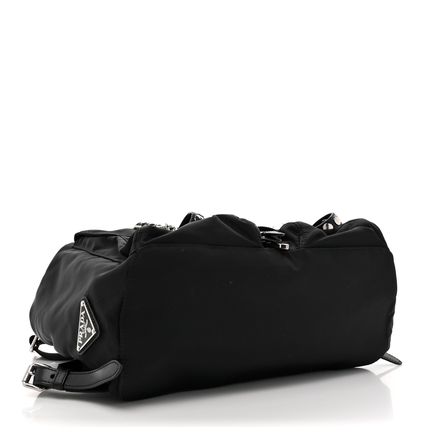 Prada Nylon New Vela Studded Backpack Black 4 of 9