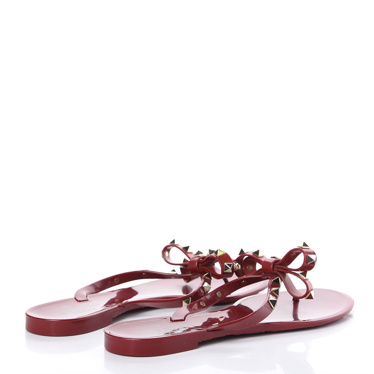 Valentino Garavani PVC Jelly Rockstud Bow Thong Sandals 39 Rubino 4 of 9