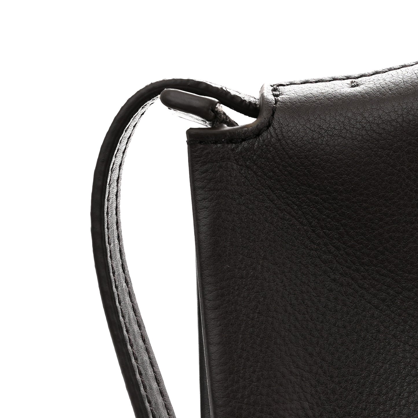 Grained Calfskin Rene Crossbody Dark Brown