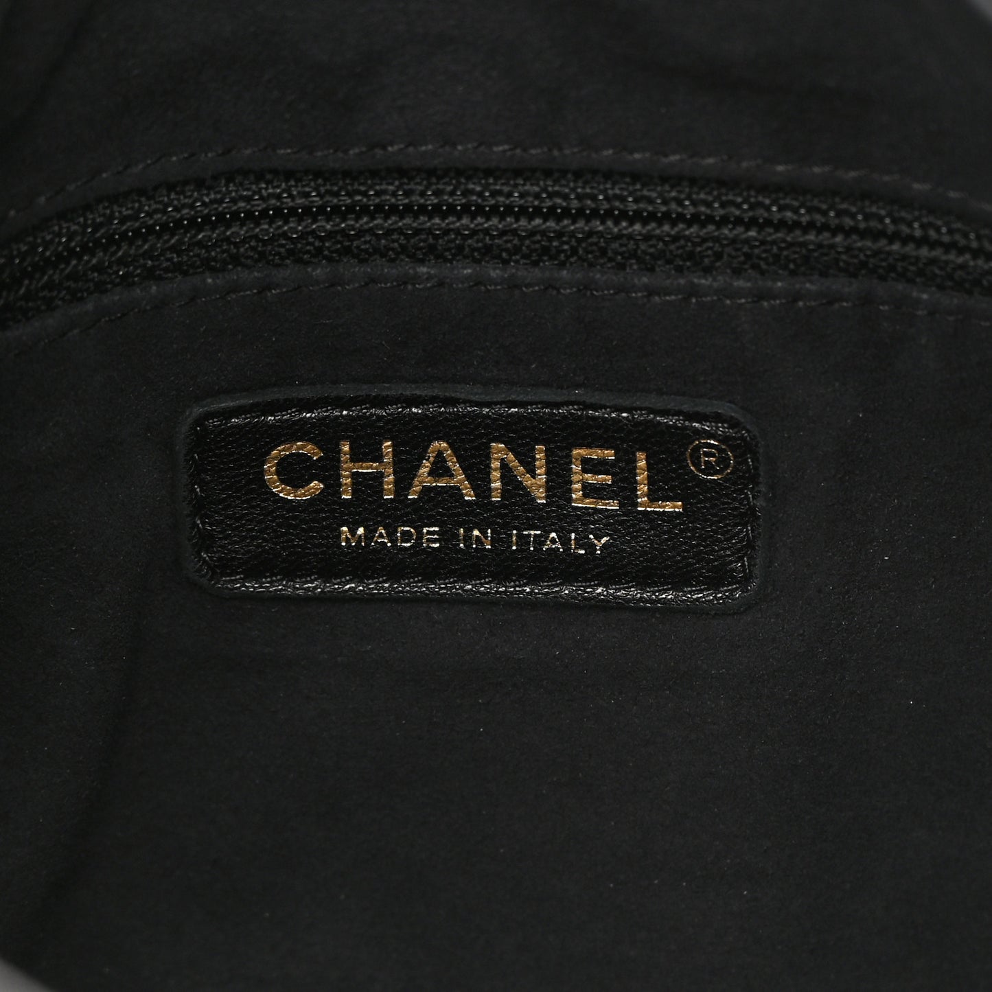 Calfskin Stitched Small Paris Rome Drawstring CC Bag Black