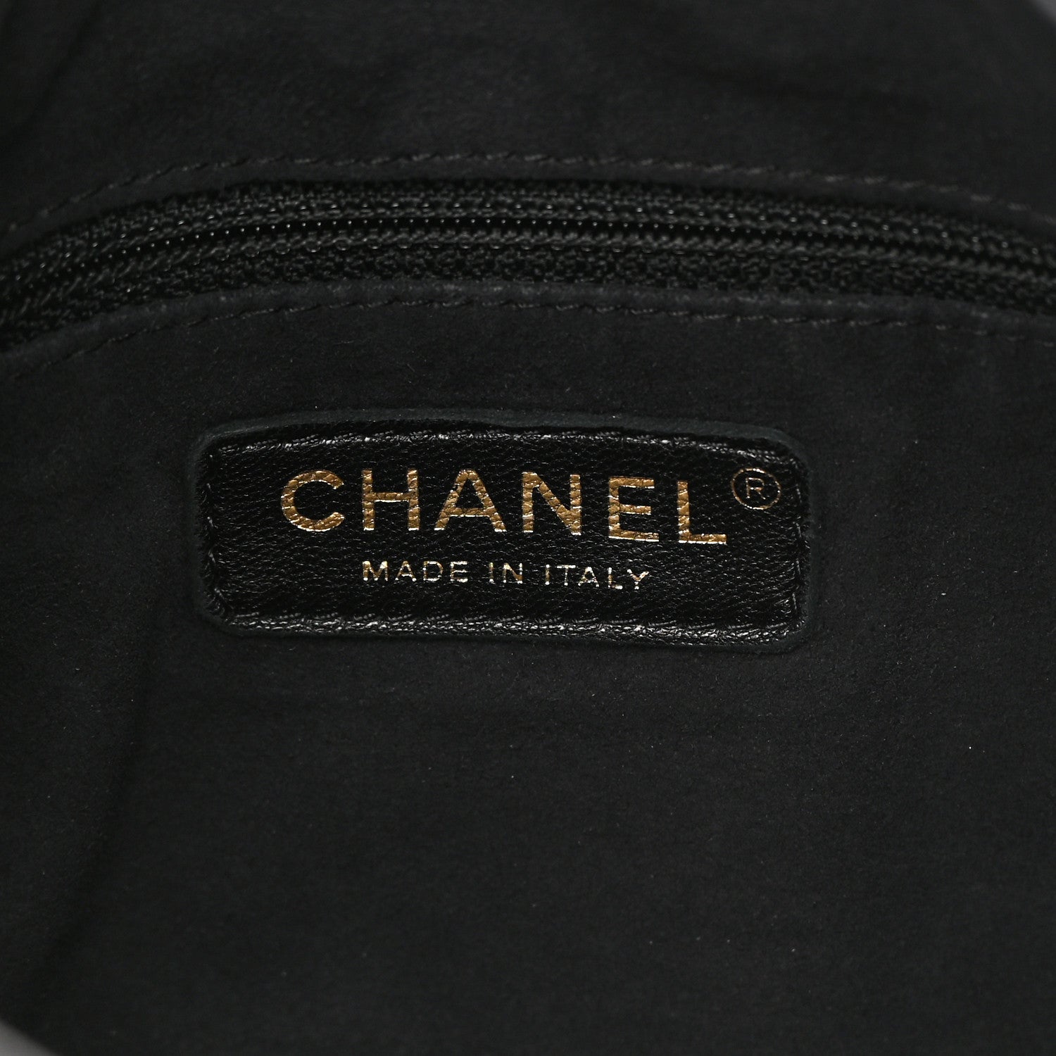 Chanel Calfskin Stitched Small Paris Rome Drawstring CC Bag Black 6 of 19