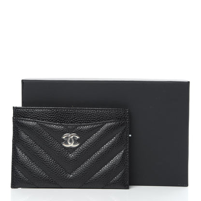 Chanel Caviar Chevron Quilted Card Holder Black 9 of 9