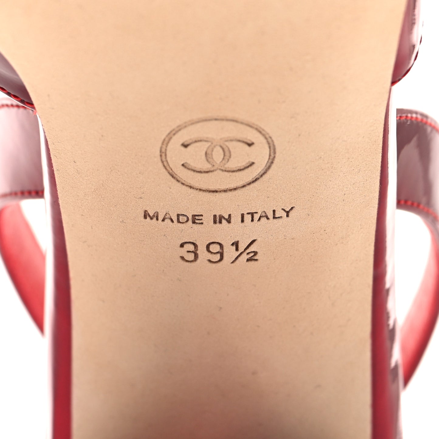 Laminated Calfskin Lambskin Cap Toe CC Slingback Pumps 39.5 Red Ivory