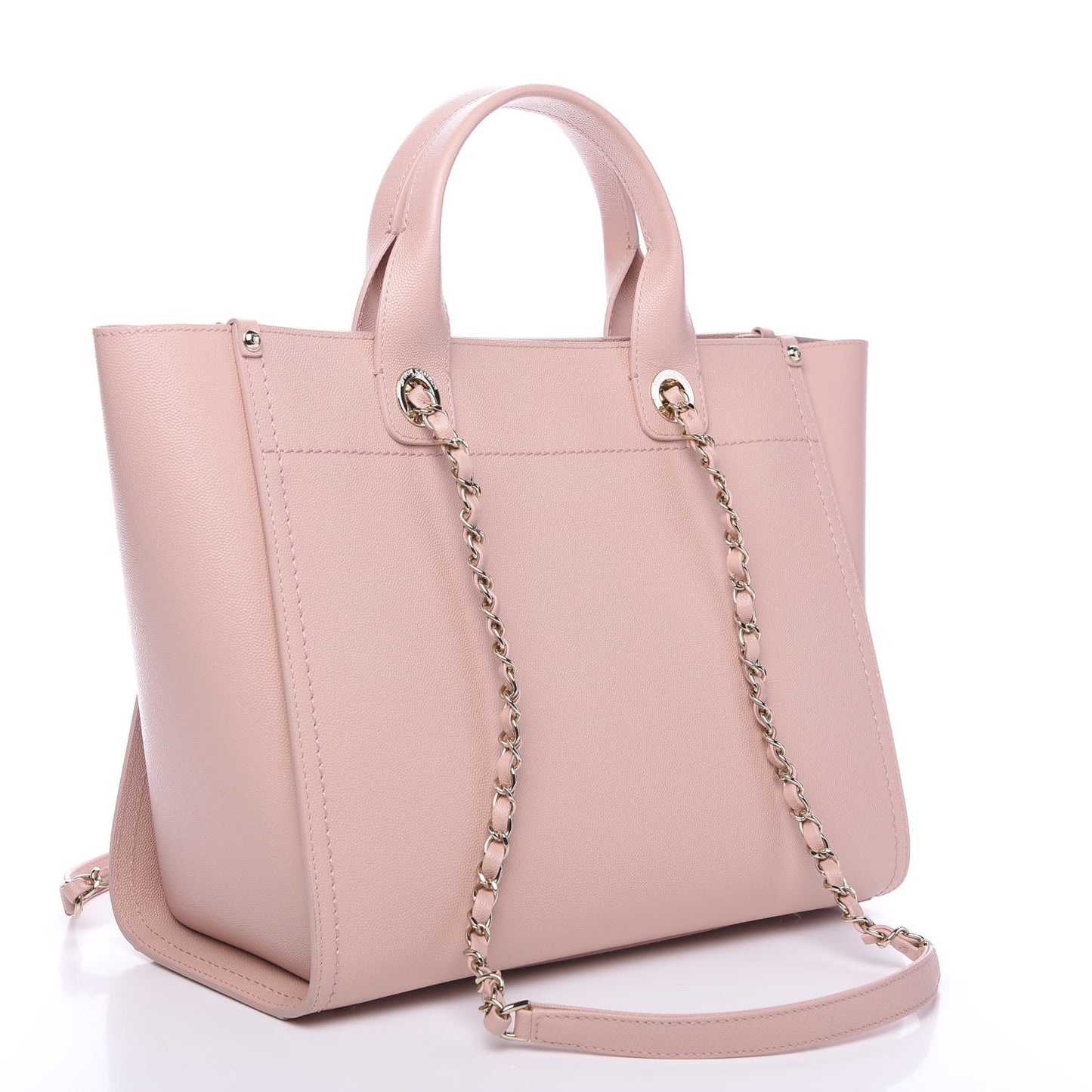Caviar Small Studded Deauville Tote Light Pink