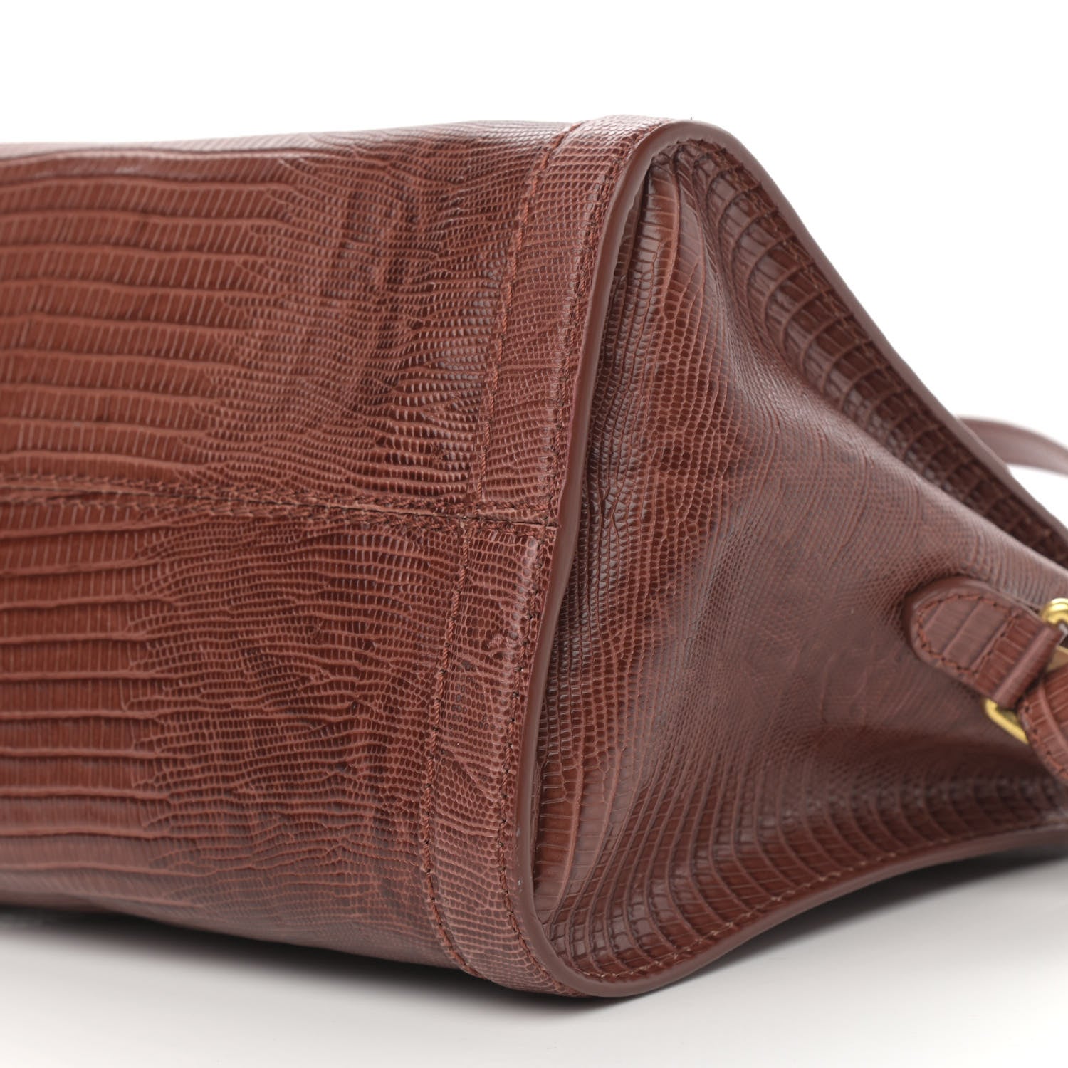 Alexander McQueen Calfskin Lizard Embossed Small Skull Padlock Zip Around Tote Brown 10 of 10