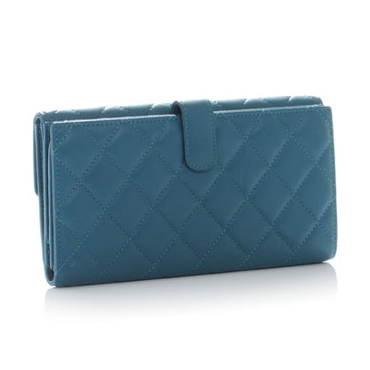 Chanel Lambskin Quilted Long Flap Wallet Turquoise 3 of 8