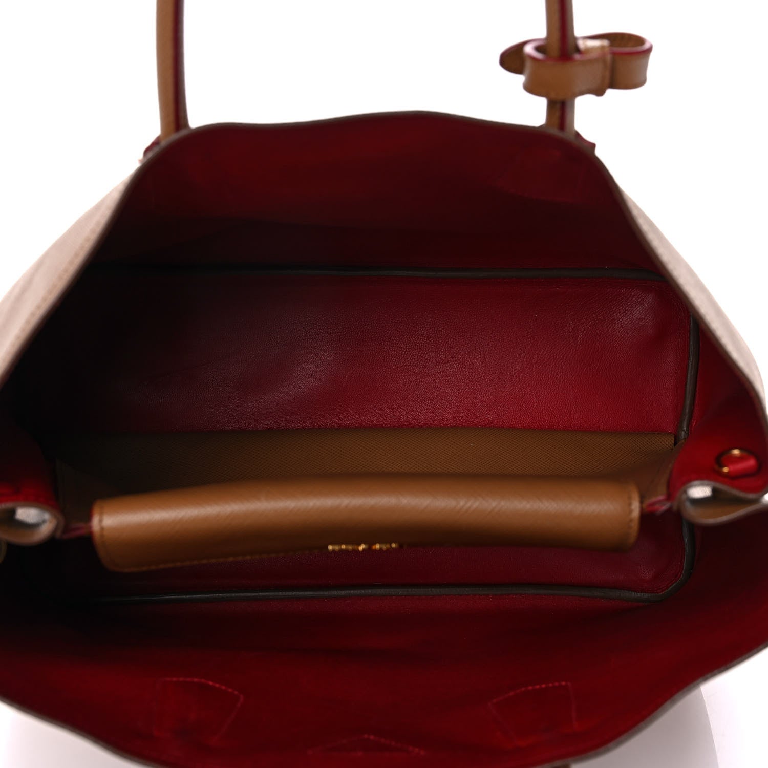 Prada Saffiano Cuir Medium Double Handle Bag Caramel Fuoco 5 of 14