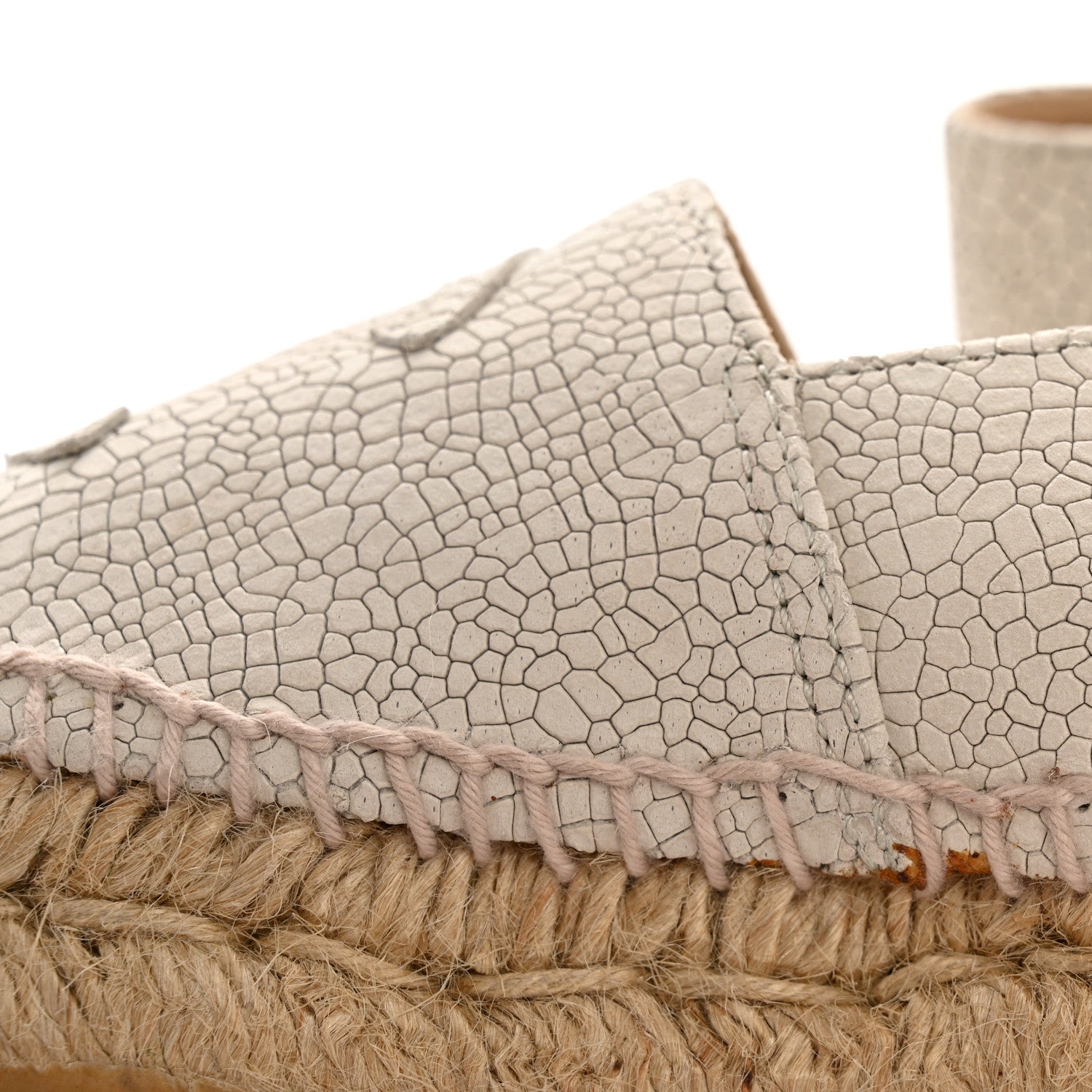 Chanel Crackled Calfskin Espadrilles 36 Light Beige Black 11 of 13