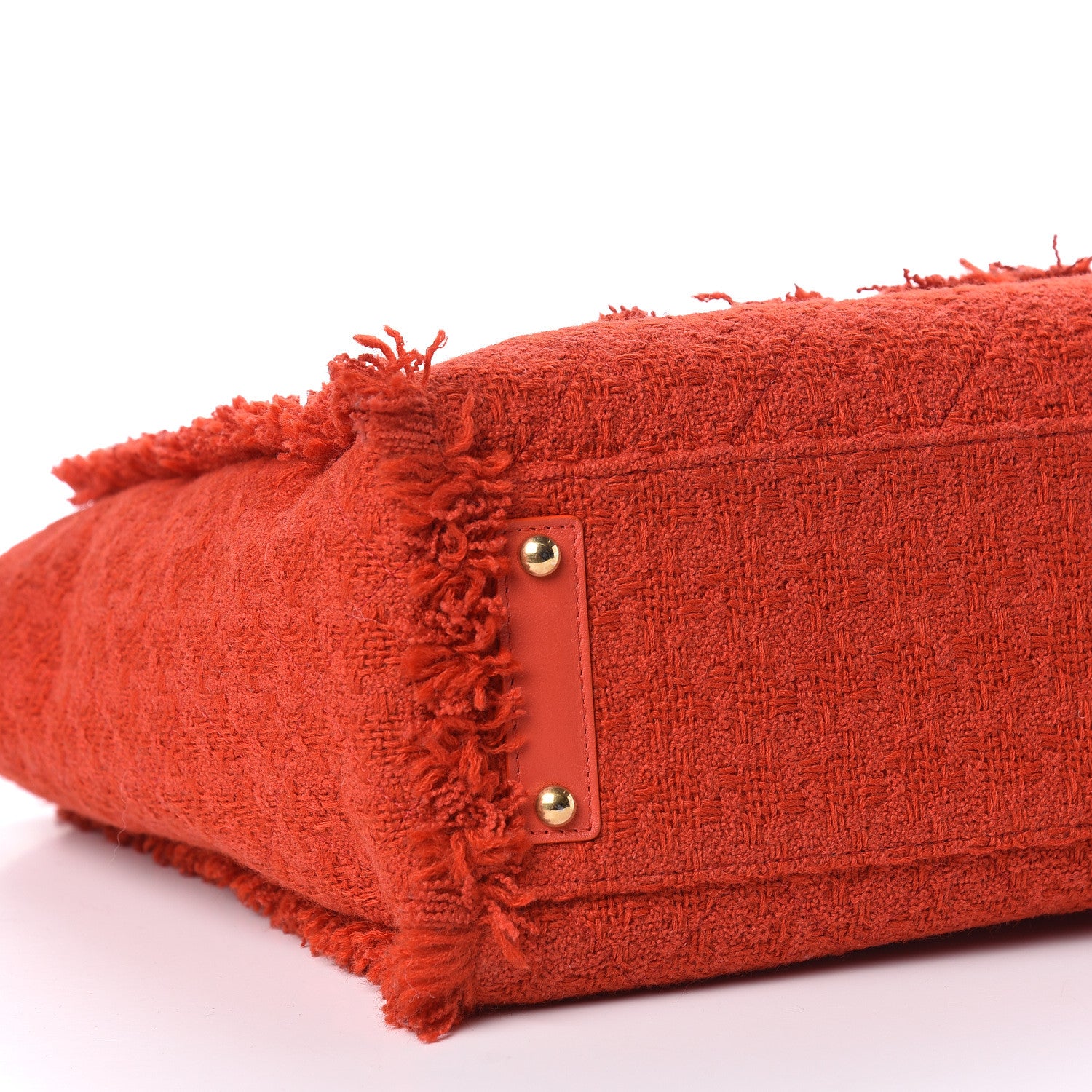 Chanel Wool Tweed Large Zipped Shopping Tote Red 8 of 10
