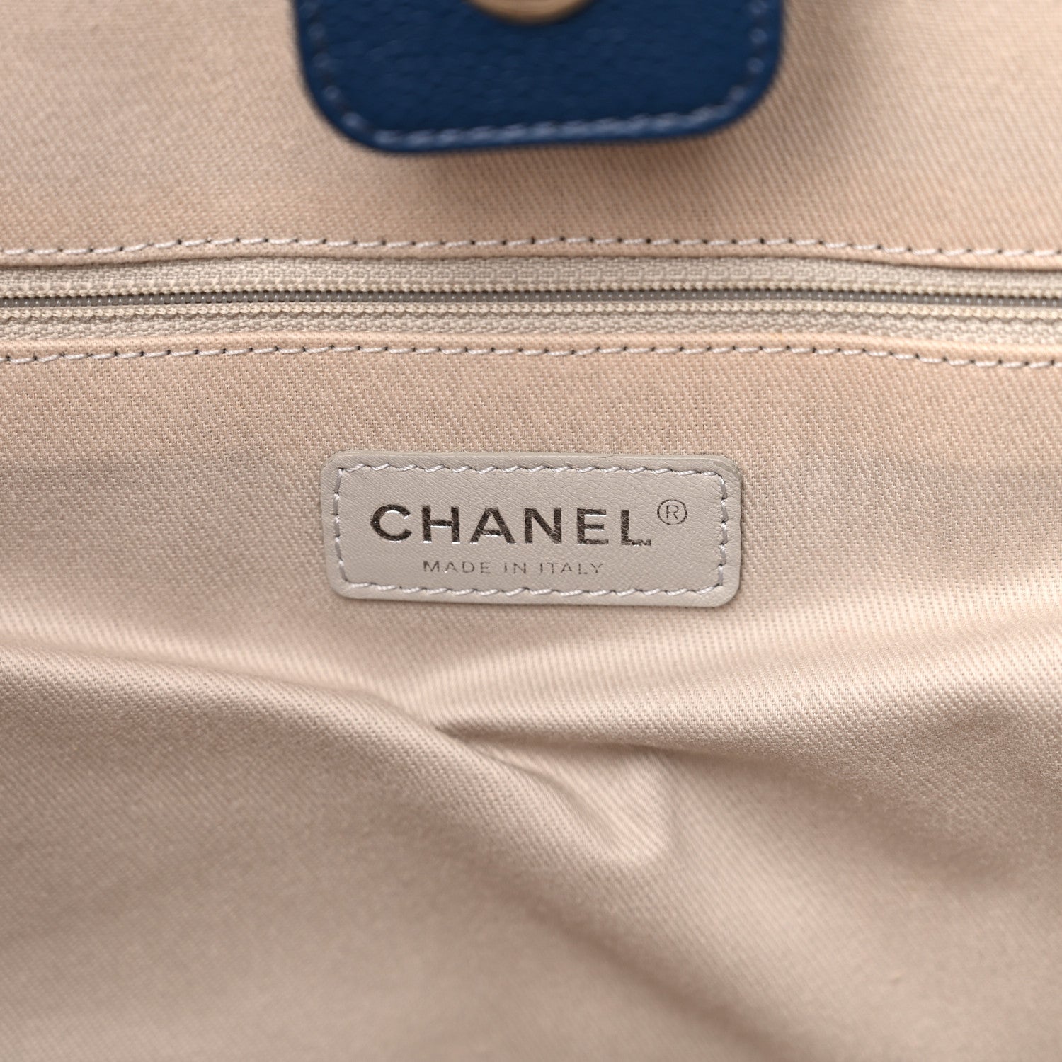 Chanel Glazed Calfskin Large Deauville Tote Blue 6 of 14