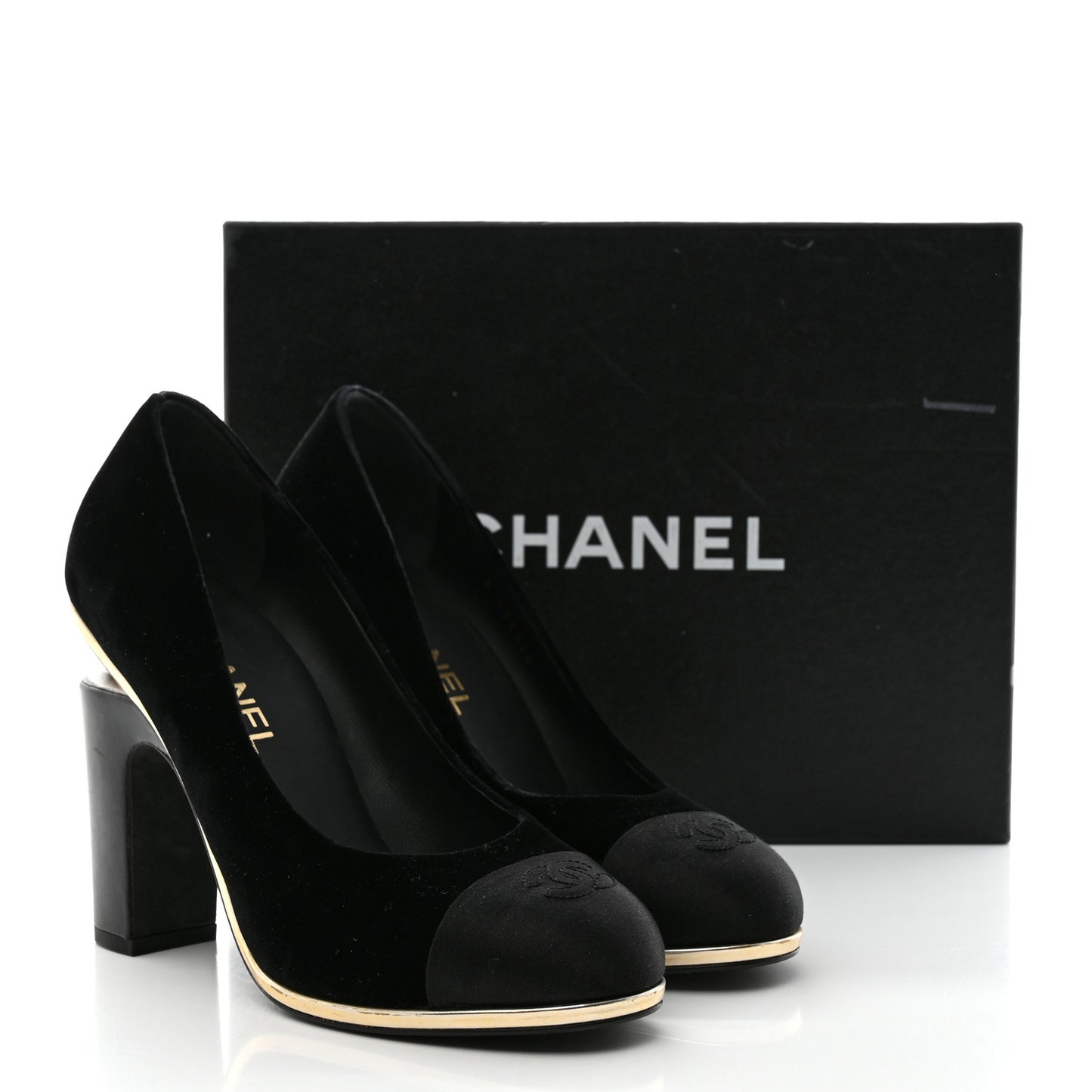 Velvet Satin Cap Toe Pearl Pumps 39 Black