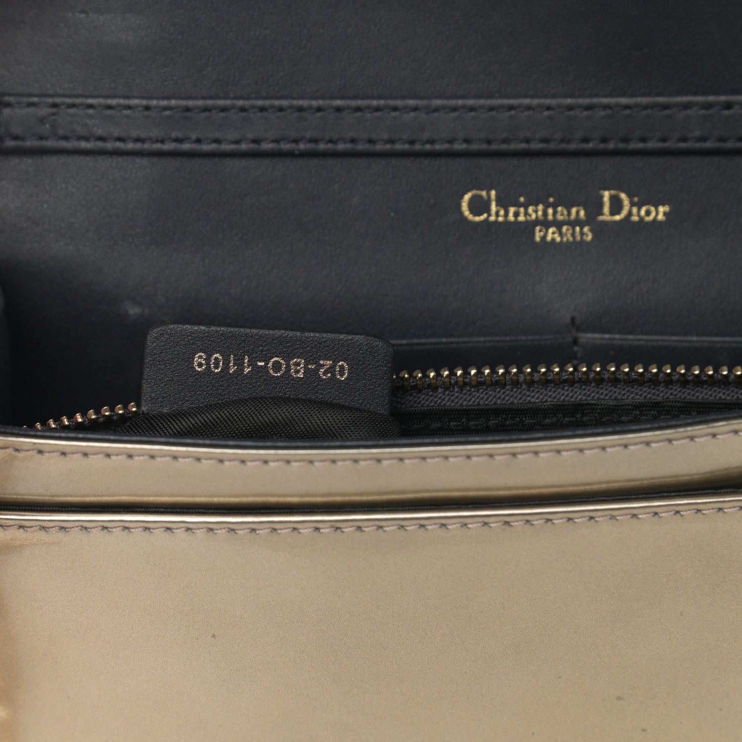 Christian Dior Metallic Patent Micro-Cannage Diorama Wallet on Chain Pouch Gold 7 of 14