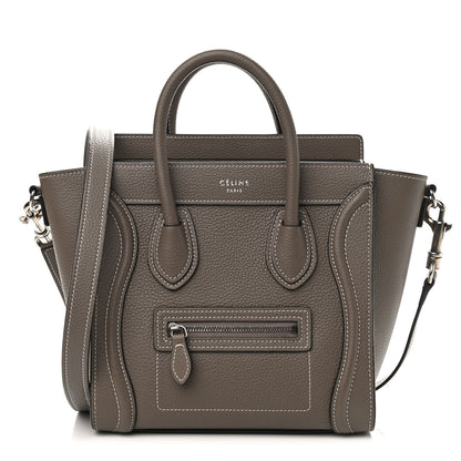 Celine Drummed Calfskin Nano Luggage Souris 1 of 9