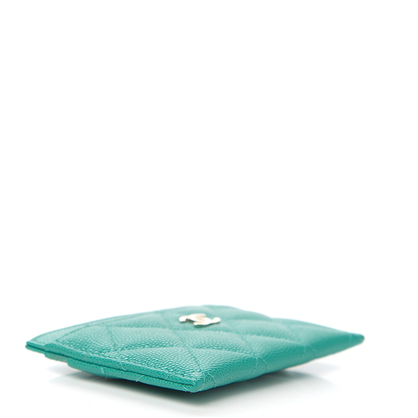 Caviar Quilted Card Holder Turquoise