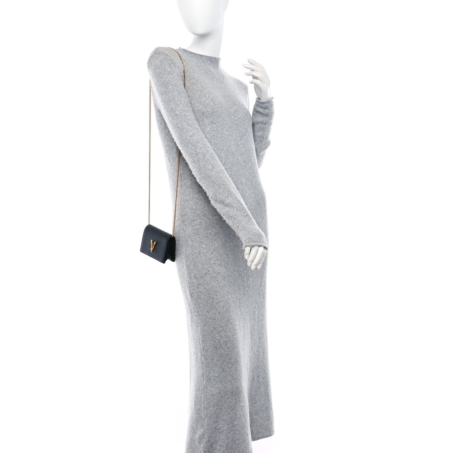 Vitello Mini Virtus Chain Clutch Black