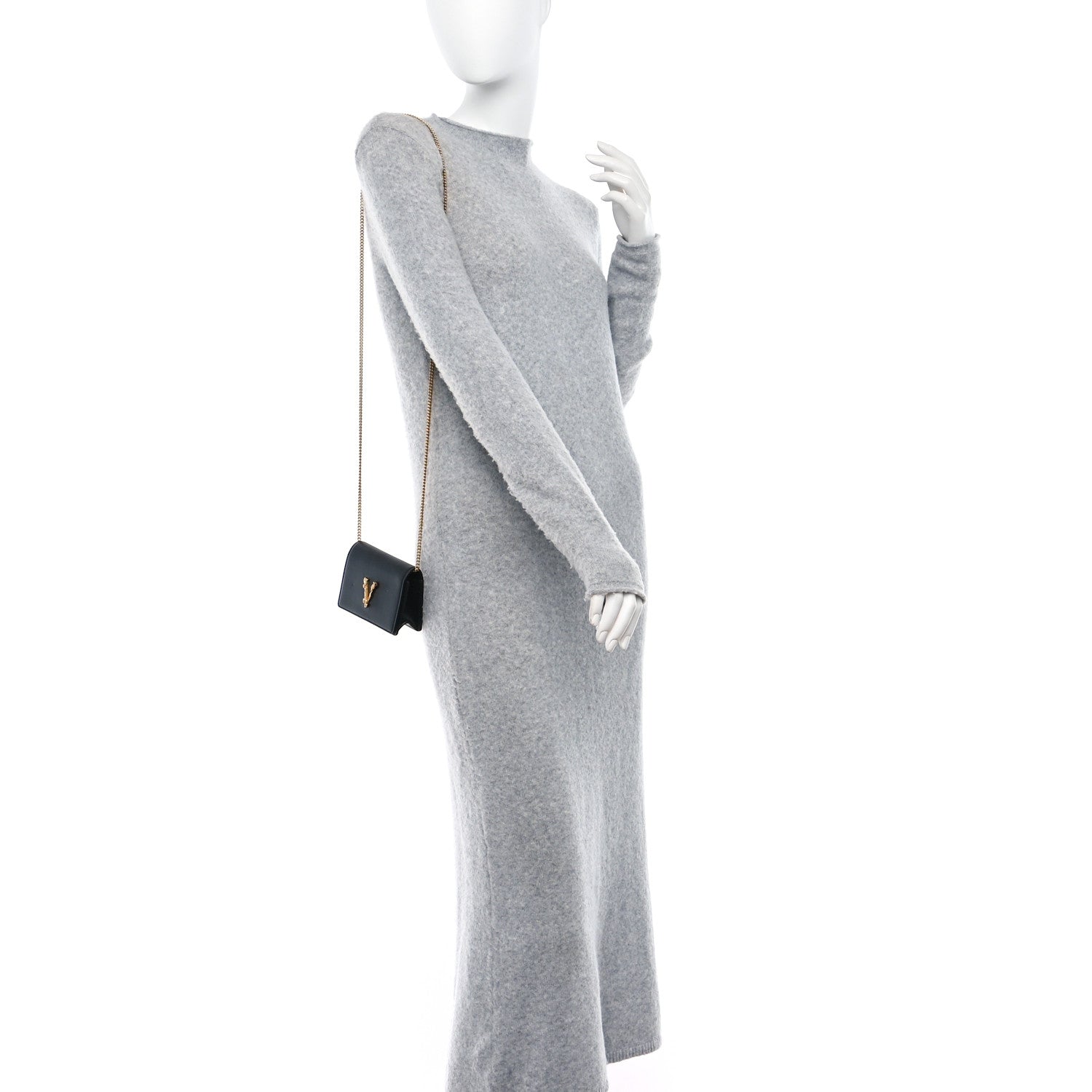 Versace Vitello Mini Virtus Chain Clutch Black 2 of 8