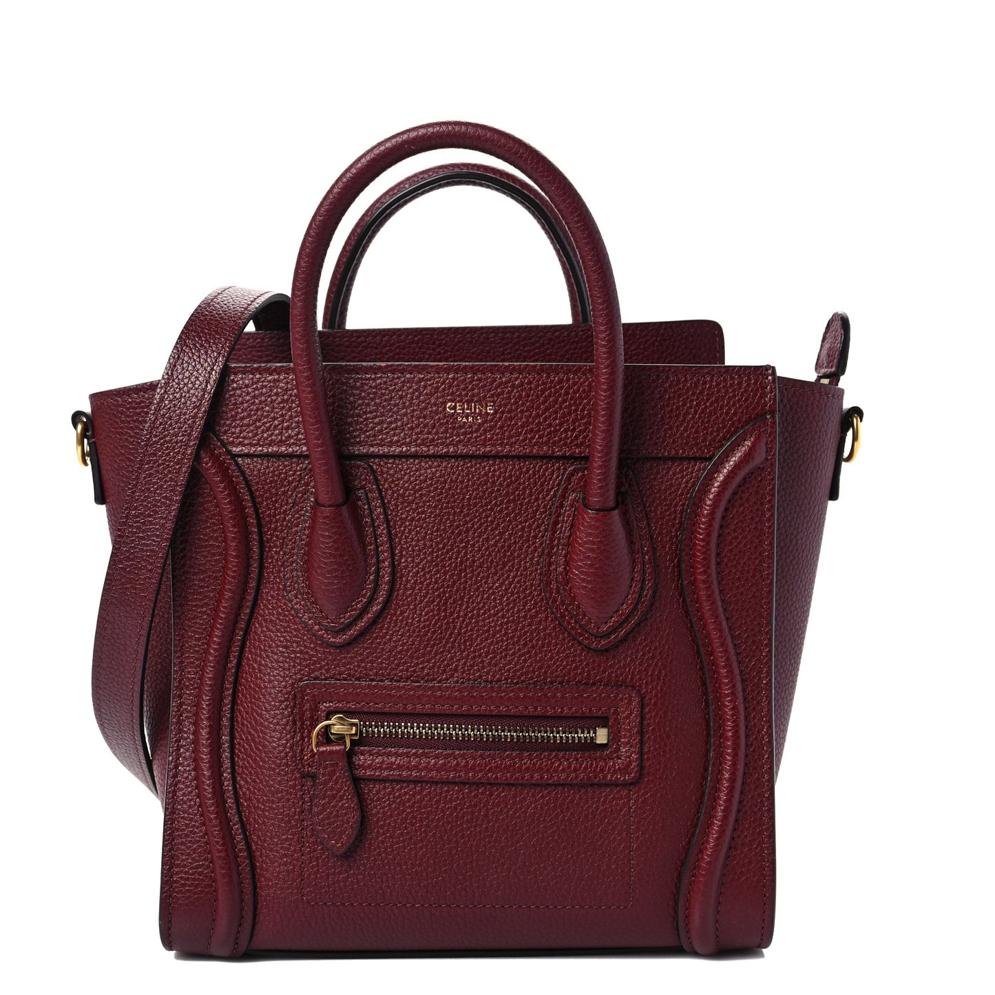 Drummed Calfskin Nano Luggage Light Burgundy
