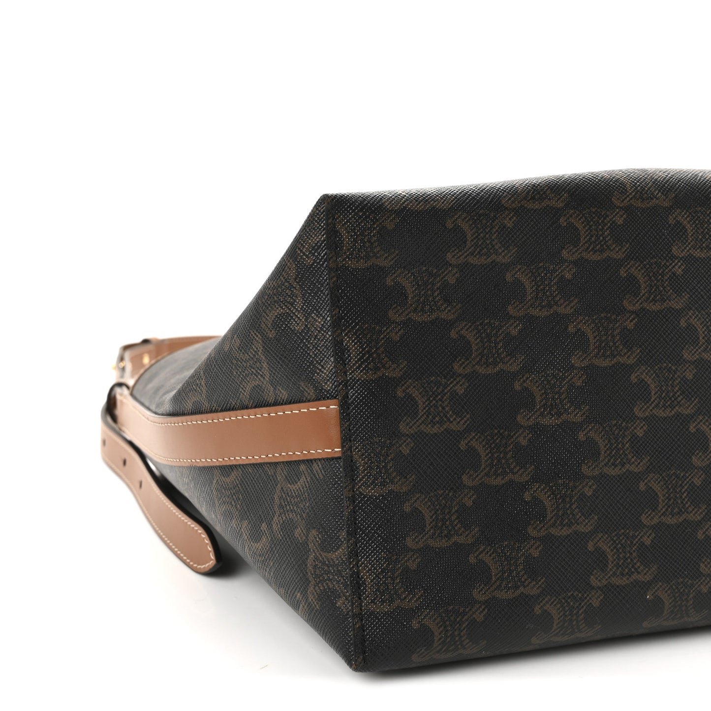 Triomphe Canvas Calfskin Shopper Tote Tan