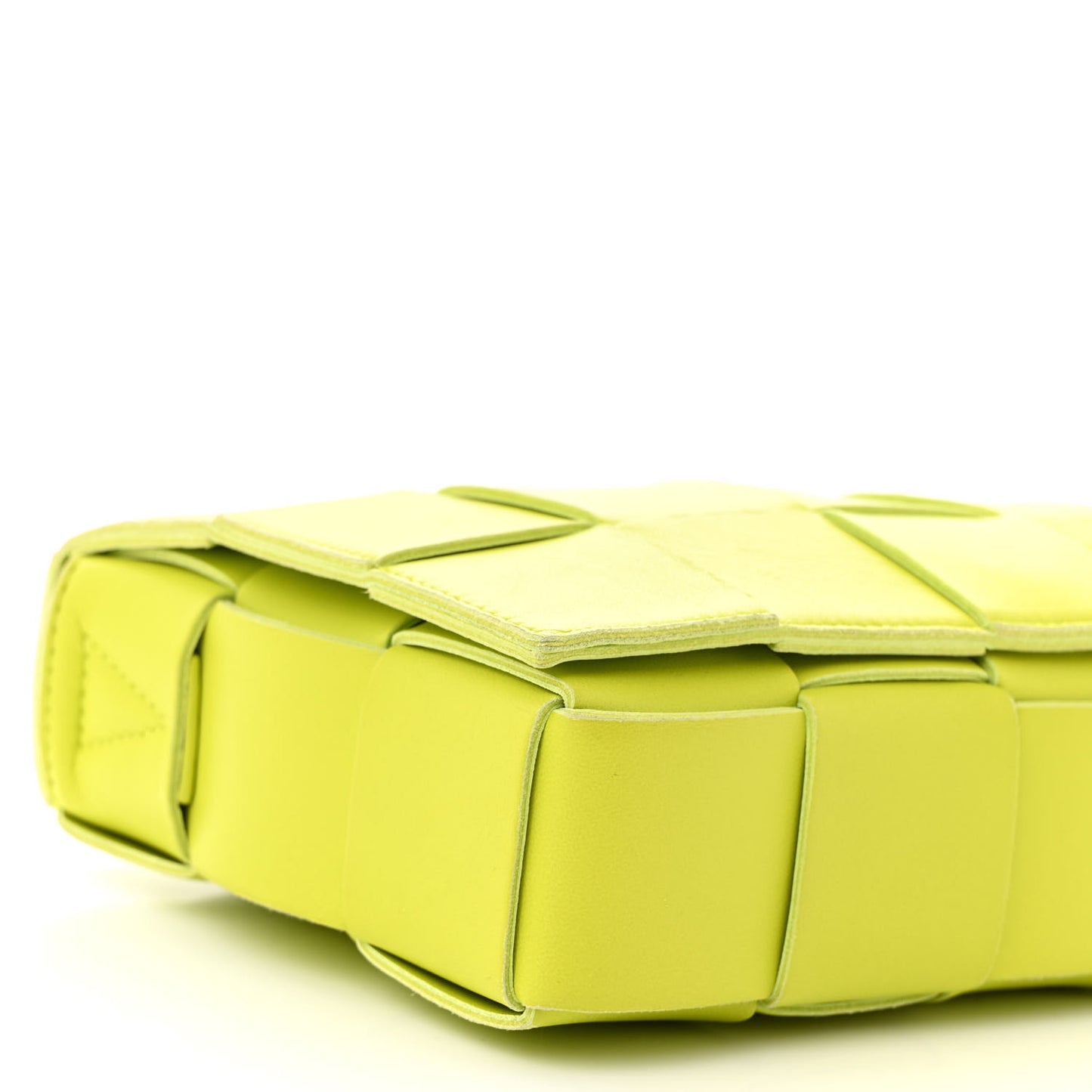 Lambskin Maxi Intrecciato Cassette Crossbody Bag Acid Kiwi