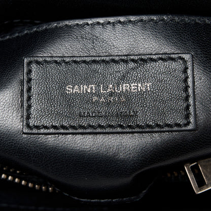Saint Laurent Sheepskin Matelasse Chevron Monogram Medium College Bag Black 7 of 11