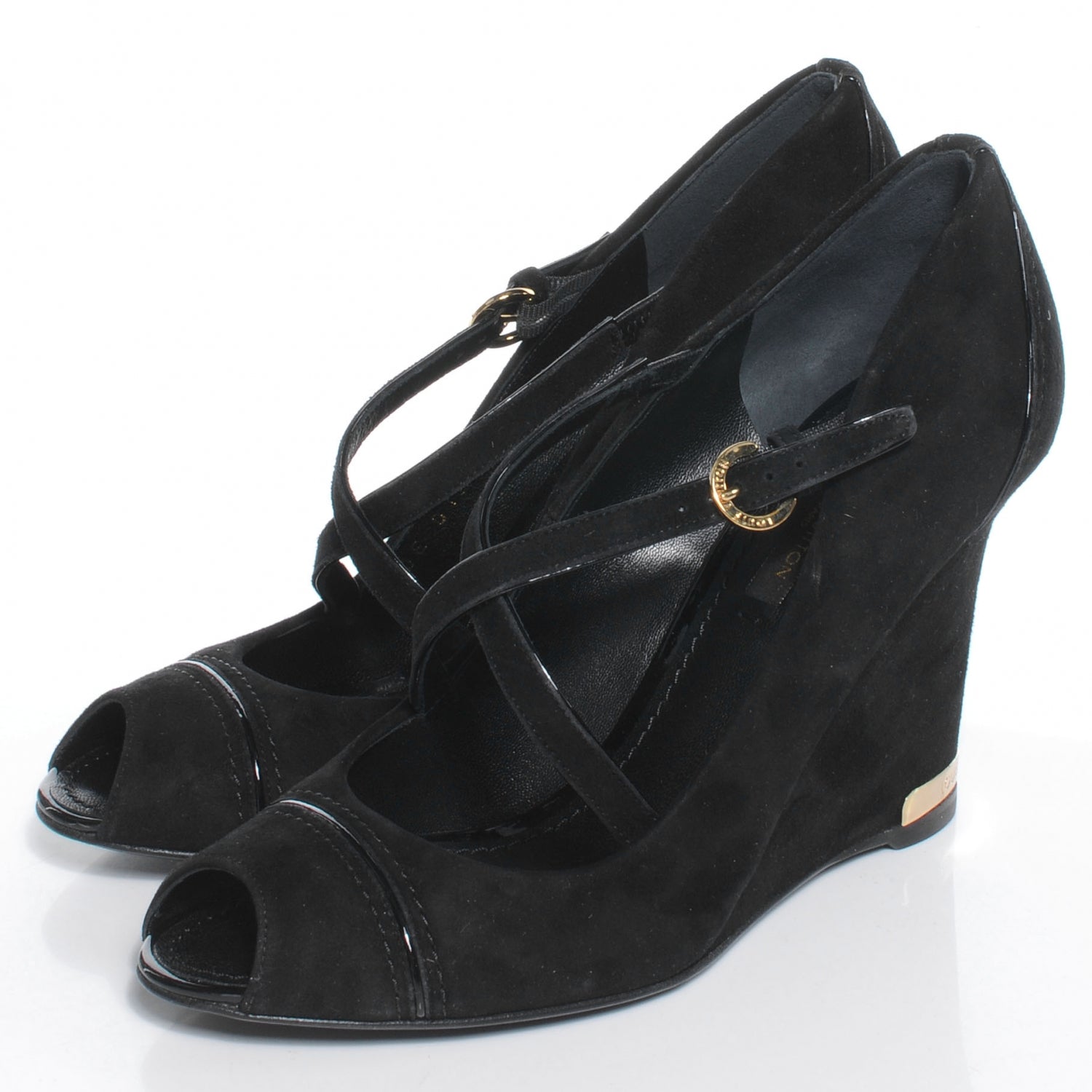 Louis Vuitton Suede Artist Wedge Pumps Black 37.5 3 of 7