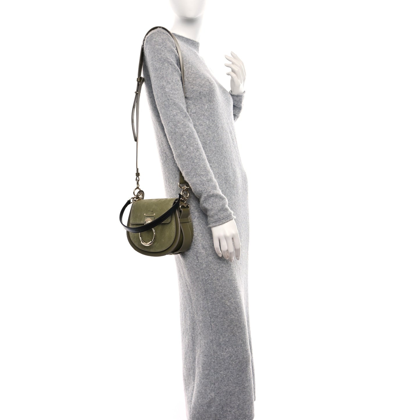 Calfskin Suede Small Tess Bag Green
