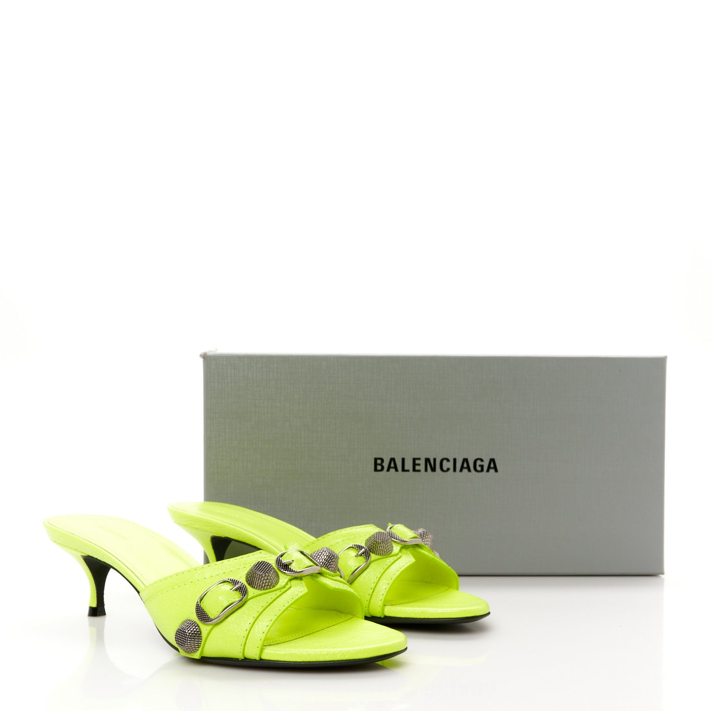 Agneau Arena Cagole 50mm Slide Sandals 37 Fluo Yellow