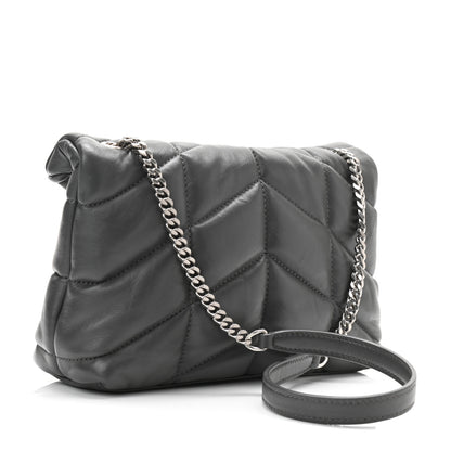 Saint Laurent Lambskin Quilted Toy Loulou Puffer Monogram Chain Satchel Storm 3 of 11
