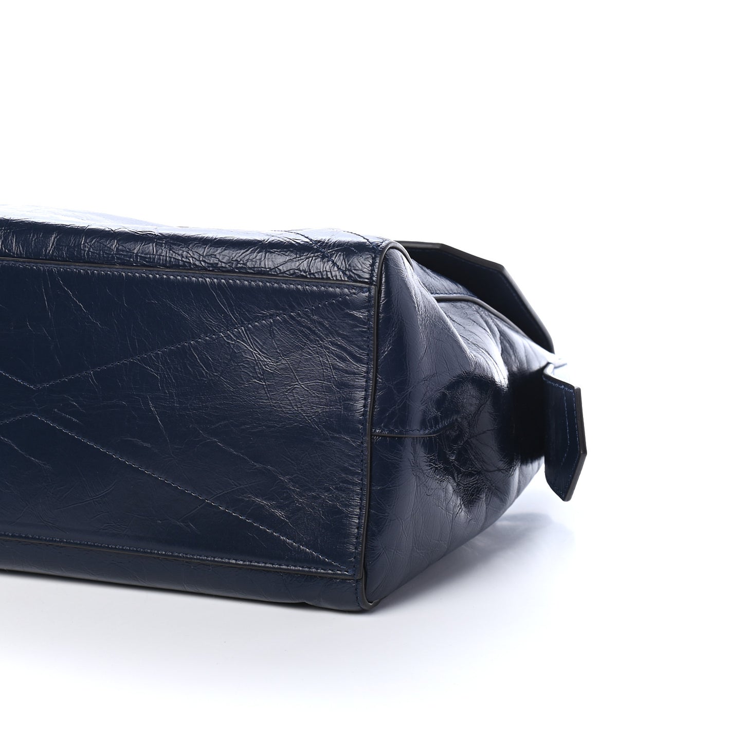 Creased Patent Calfskin Medium ID Flap Navy Blue