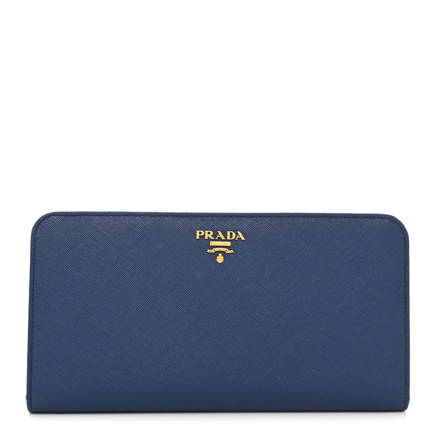 Prada Saffiano Metal Double Snap Travel Wallet Cobalto 1 of 8