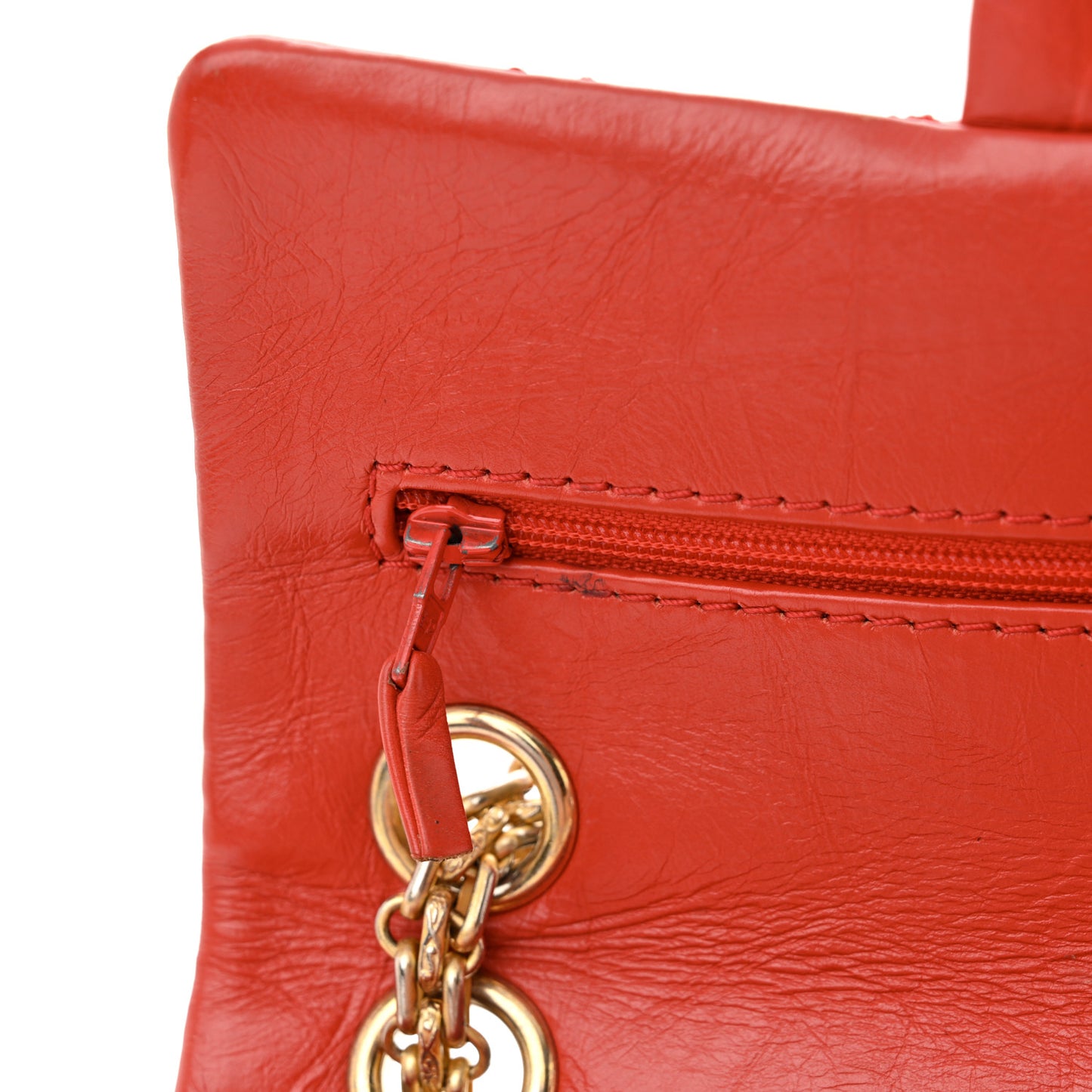Aged Calfskin Quilted 2.55 Reissue Mini Flap Red