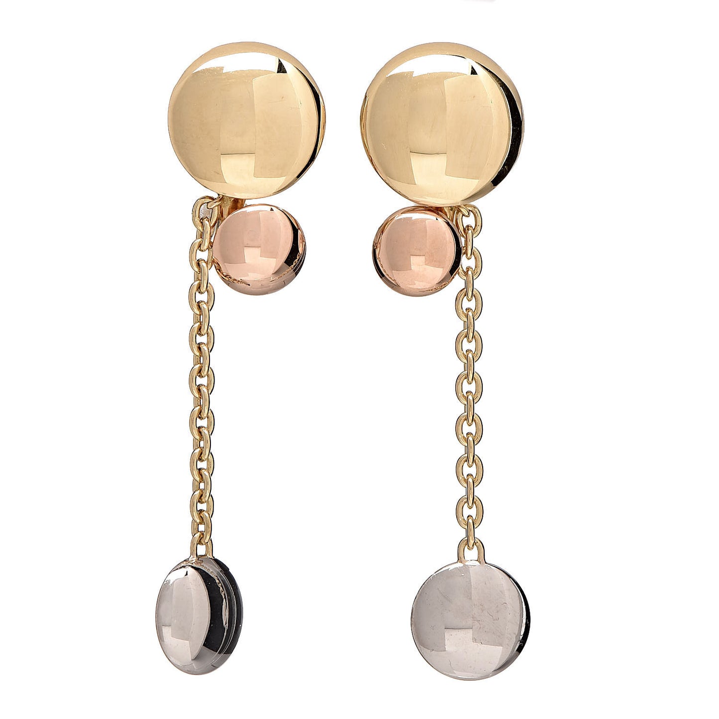 18K Pink Yellow White Gold Sweet Trinity Drop Clip-On Earrings