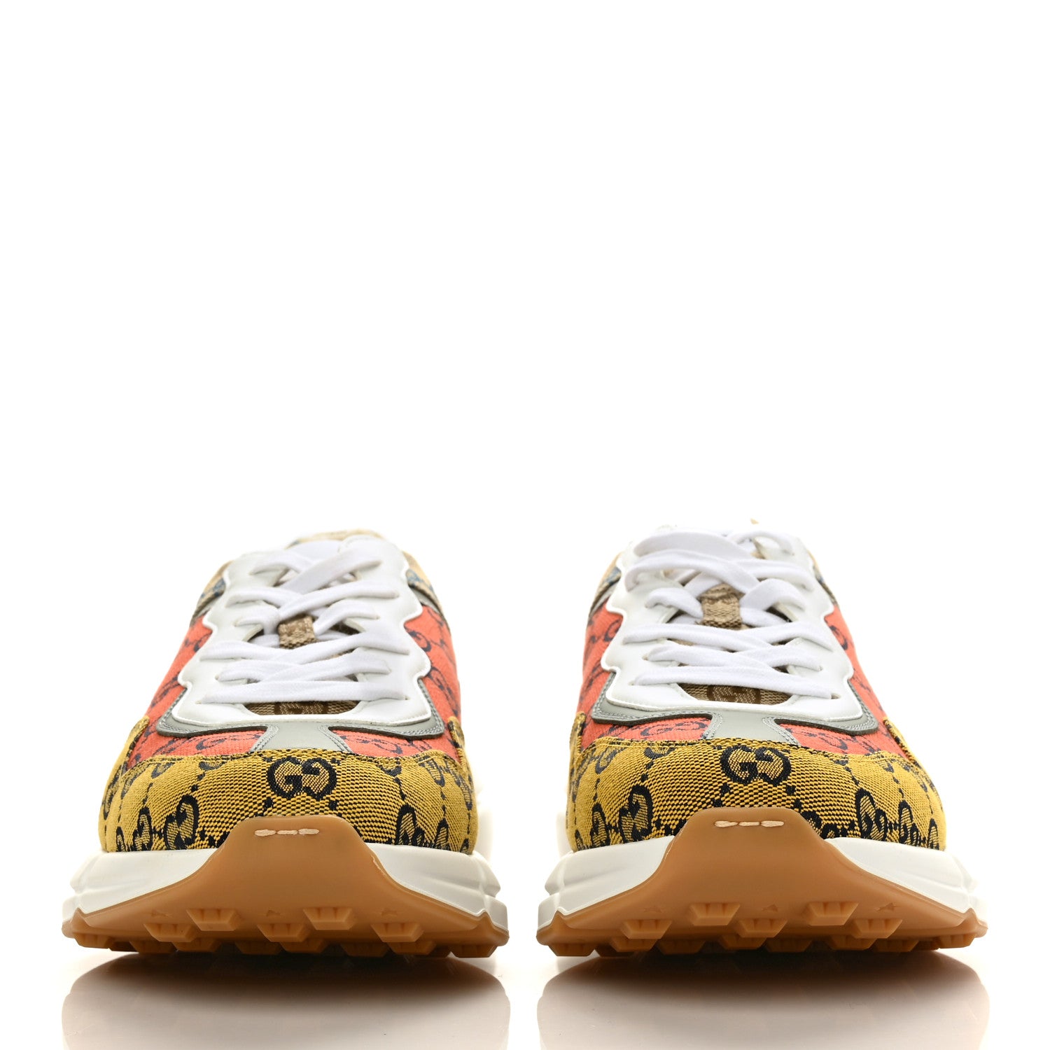 Gucci Monogram Multicolor Mens Rhyton Sneakers 10 Yellow Blue Great White Tabasco 2 of 10