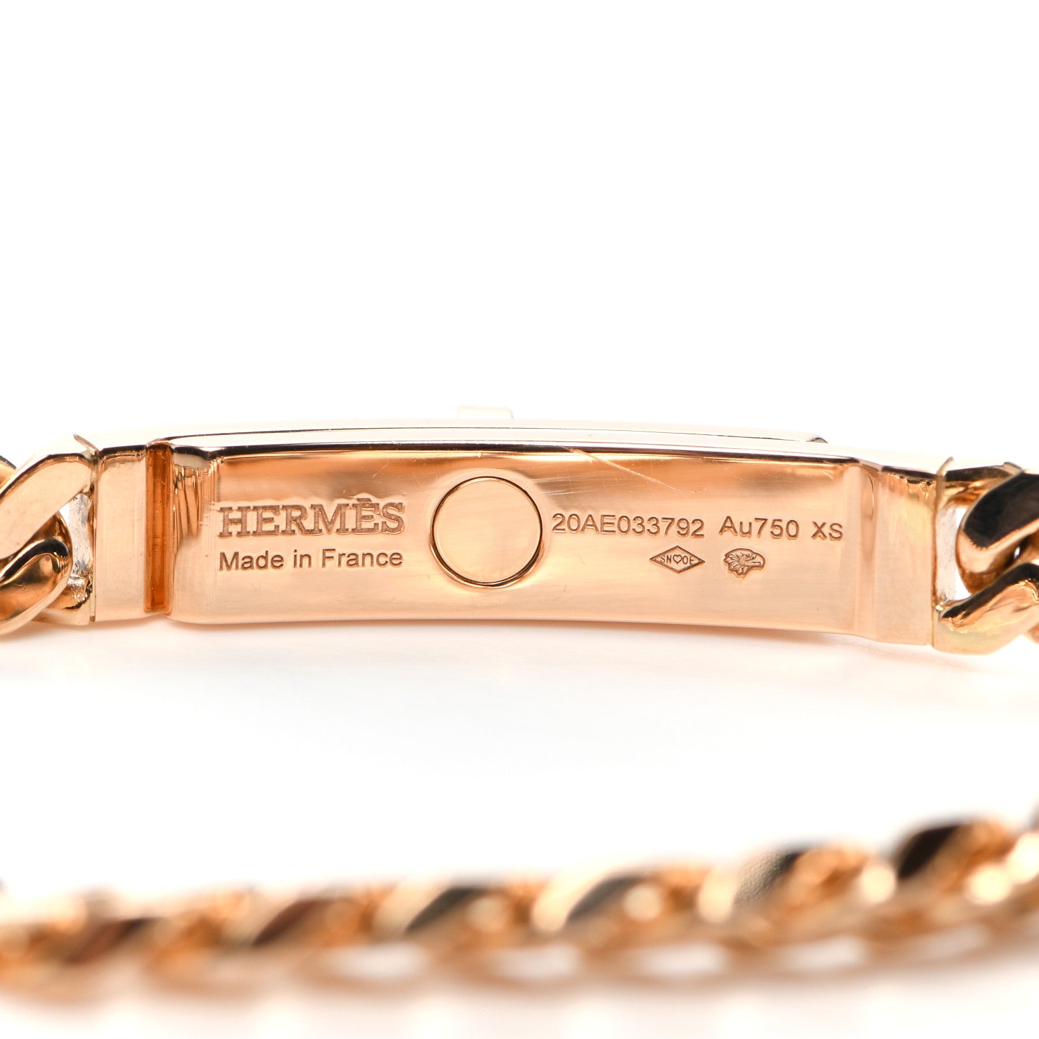 Hermes 18K Rose Gold Diamond PM Kelly Chaine Bracelet XS 4 of 6