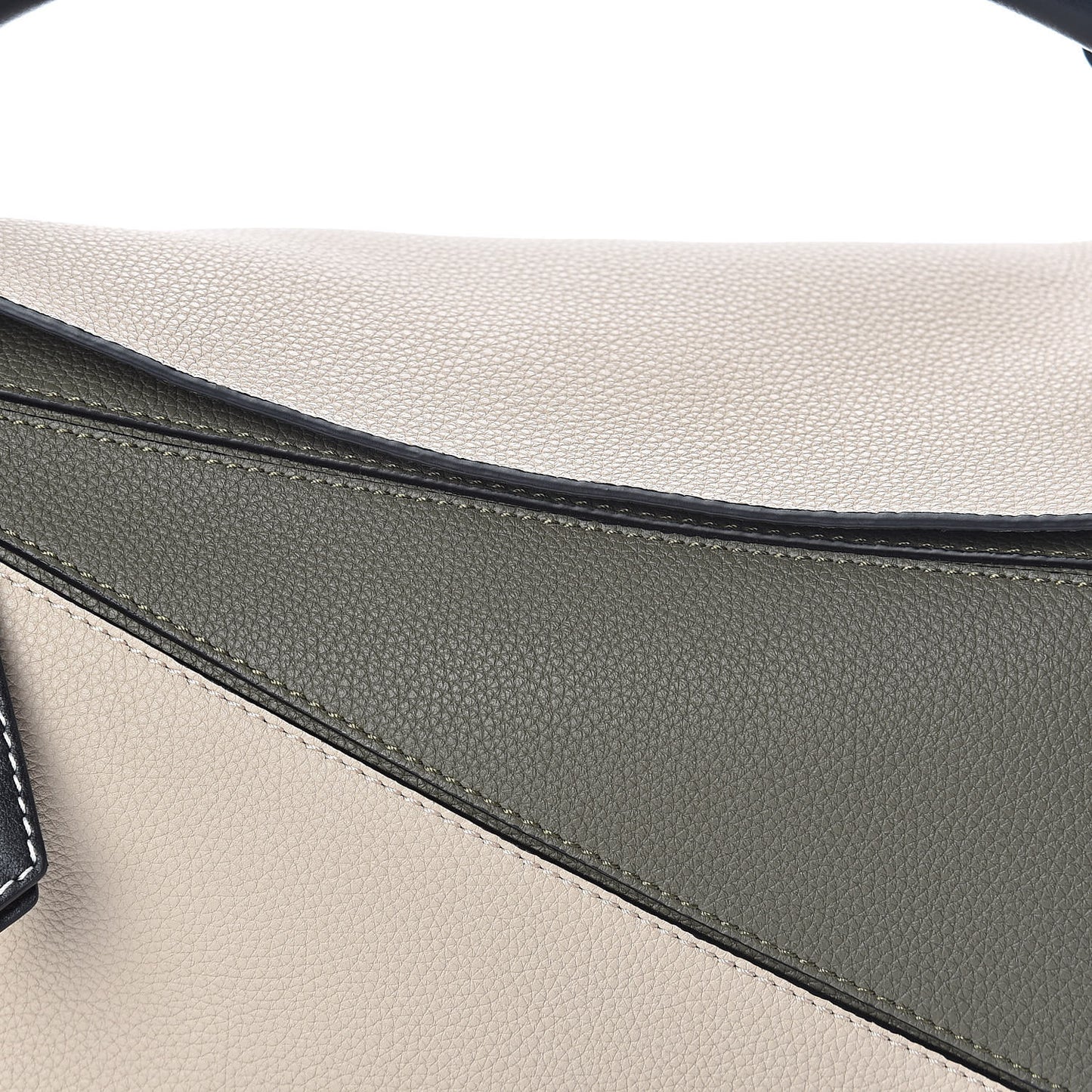 Grained Calfskin Medium Puzzle Bag Oat Khaki Green