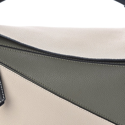 Loewe Grained Calfskin Medium Puzzle Bag Oat Khaki Green 7 of 9