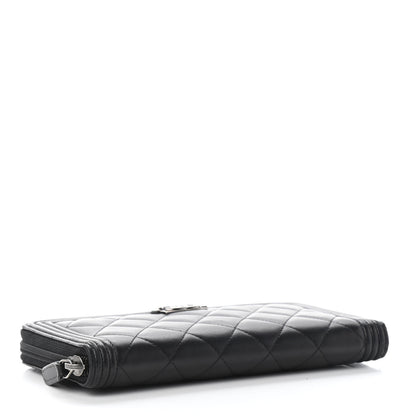Chanel Lambskin Quilted Boy Zip Around Wallet Black 3 of 10