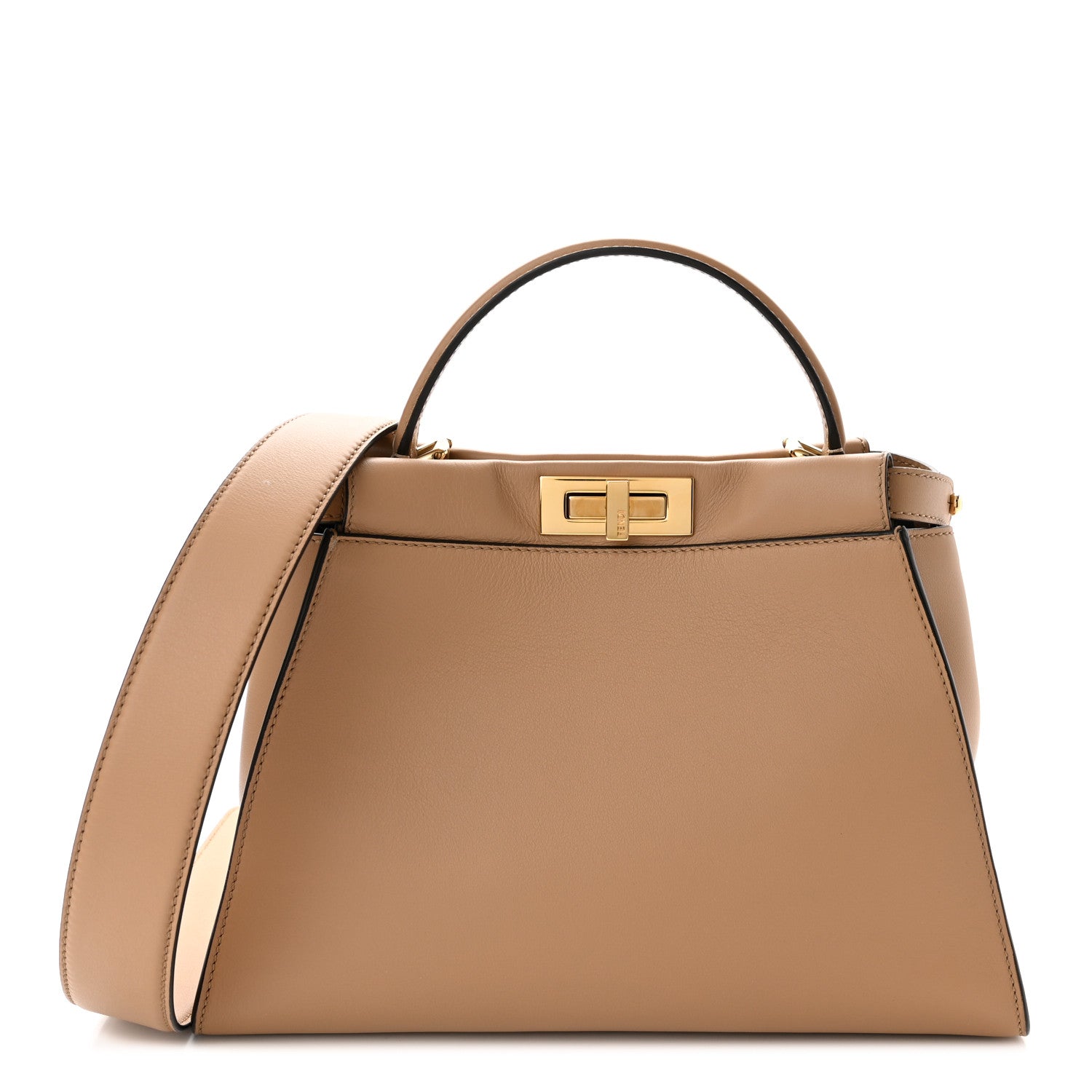 Fendi Vitello Seta Nabuk Pequin Medium Peekaboo Iconic Satchel Cuoio Tobacco Moro 1 of 9