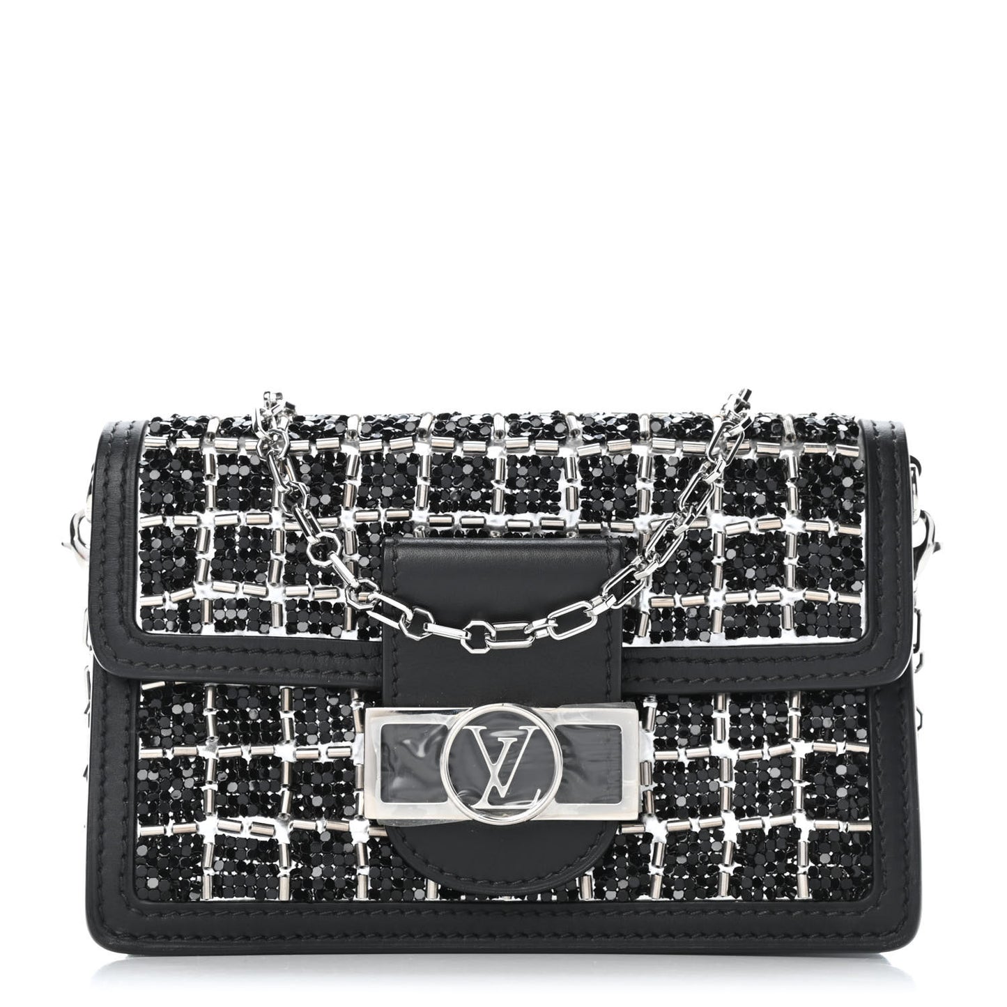 Tweed Sequin Dauphine Minaudiere Black