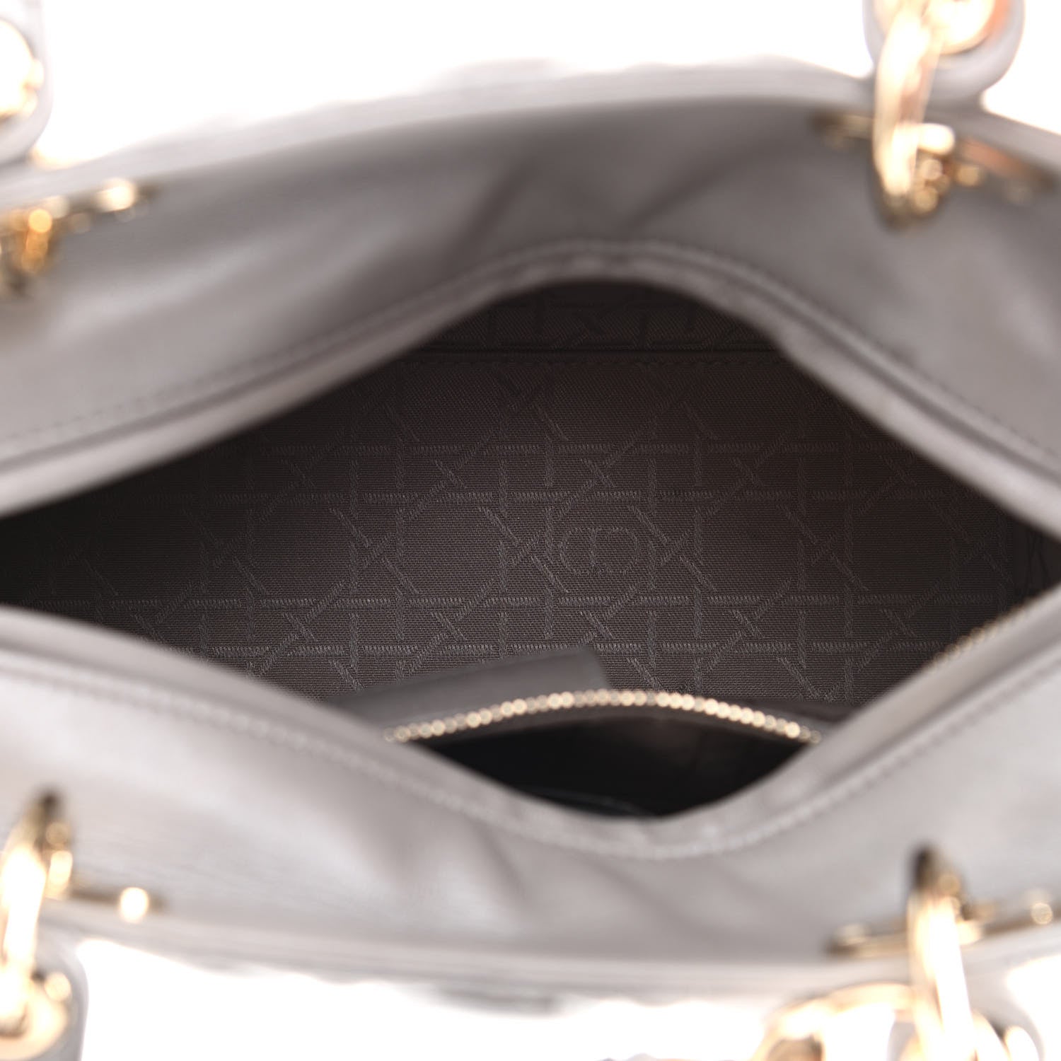 Christian Dior Pearly Lambskin Cannage Medium Lady Dior Grey 4 of 10
