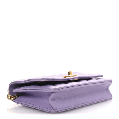 Chanel Caviar Quilted Sweetheart Wallet On Chain WOC Light Purple 4 of 16