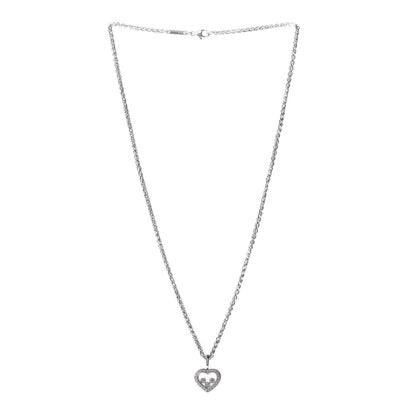 Chopard 18K White Gold Happy Diamonds Floating Heart Pendant Necklace 3 of 4