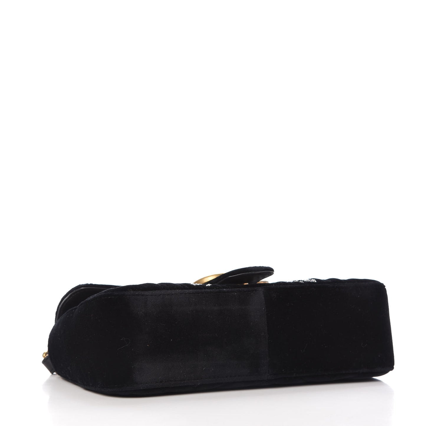 Velvet Matelasse Marquise Crystals Embroidered Small GG Marmont Shoulder Bag Black