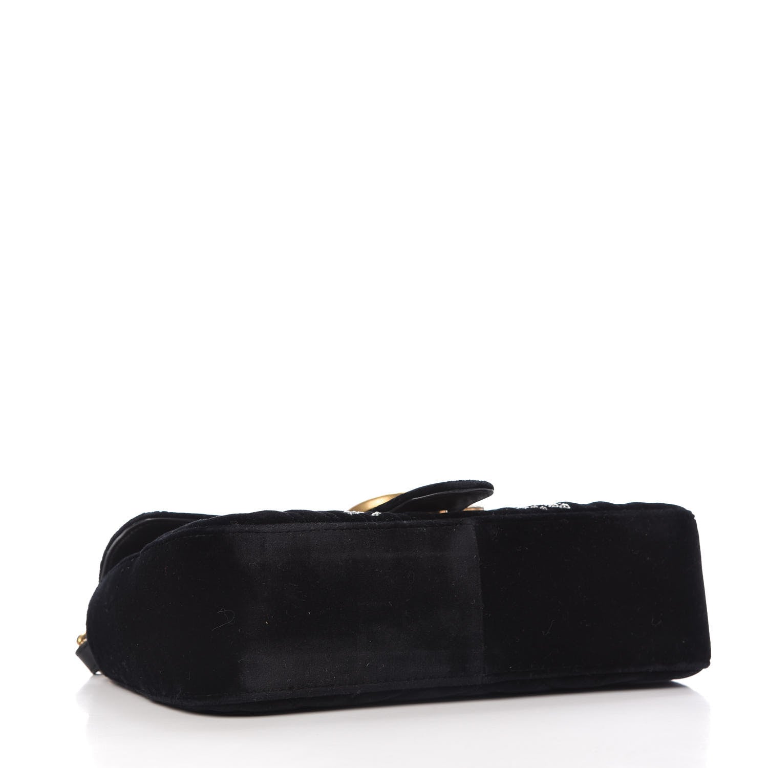 Gucci Velvet Matelasse Marquise Crystals Embroidered Small GG Marmont Shoulder Bag Black 4 of 10