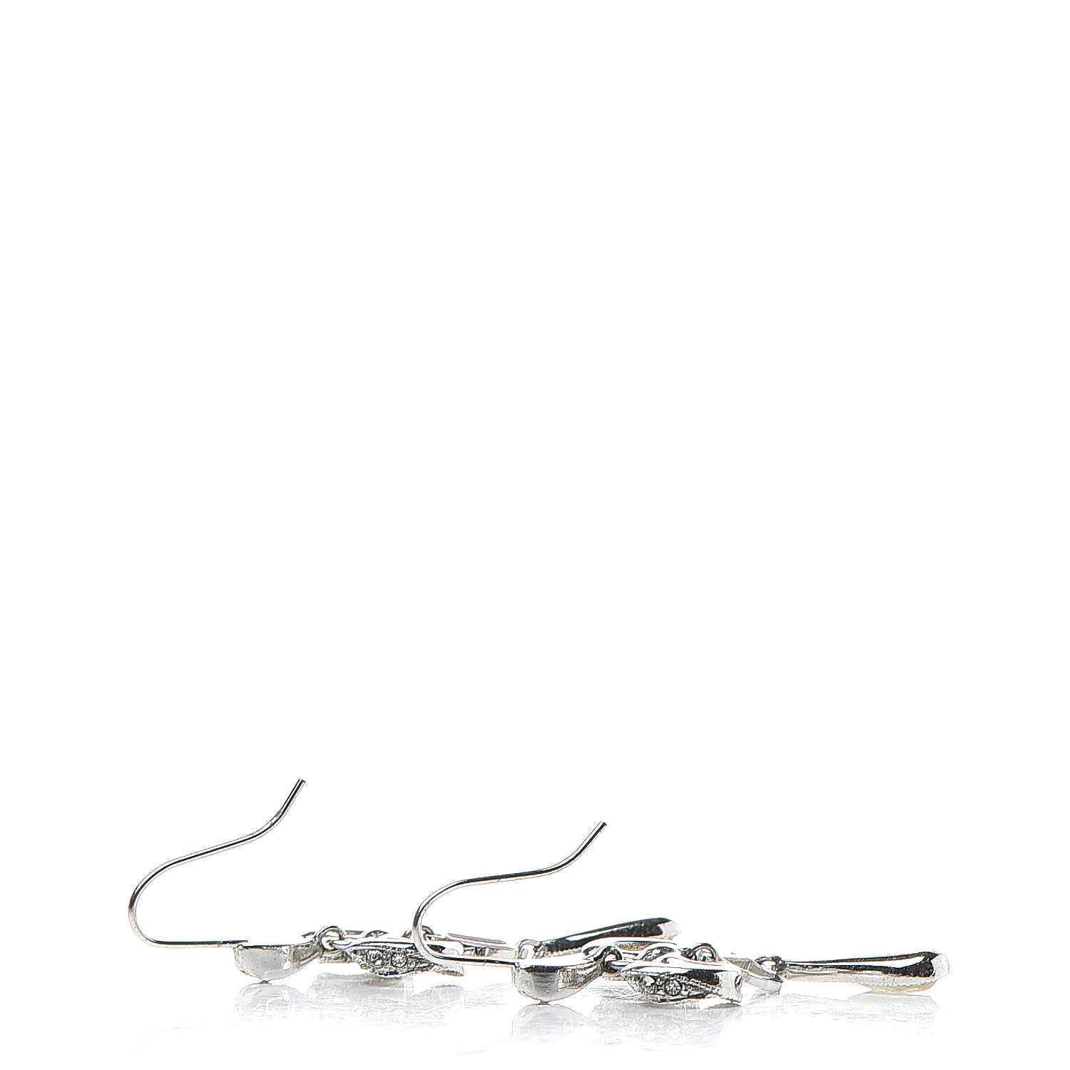 Christian Dior Crystal Bow Hoop Earrings Silver 3 of 6