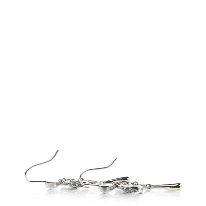 Christian Dior Crystal Bow Hoop Earrings Silver 3 of 6