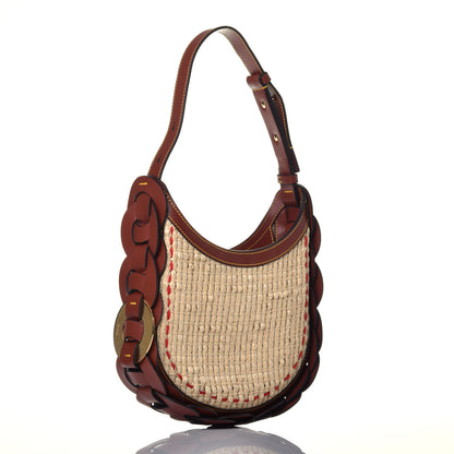Chloe Calfskin Raffia Embroidered Small Darryl Crossbody Brown 4 of 9