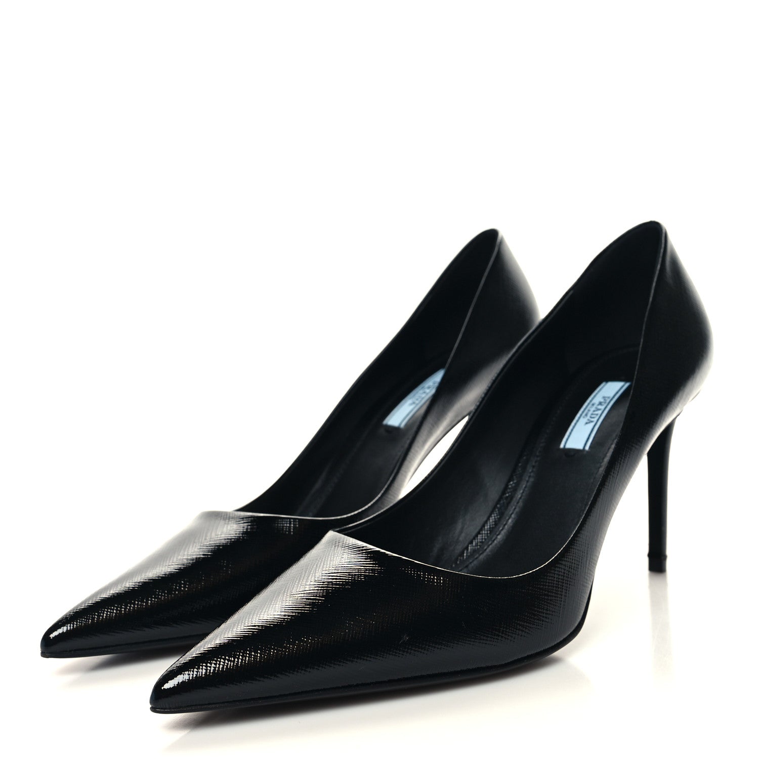 Prada Saffiano Patent Pumps 41 Black 3 of 7